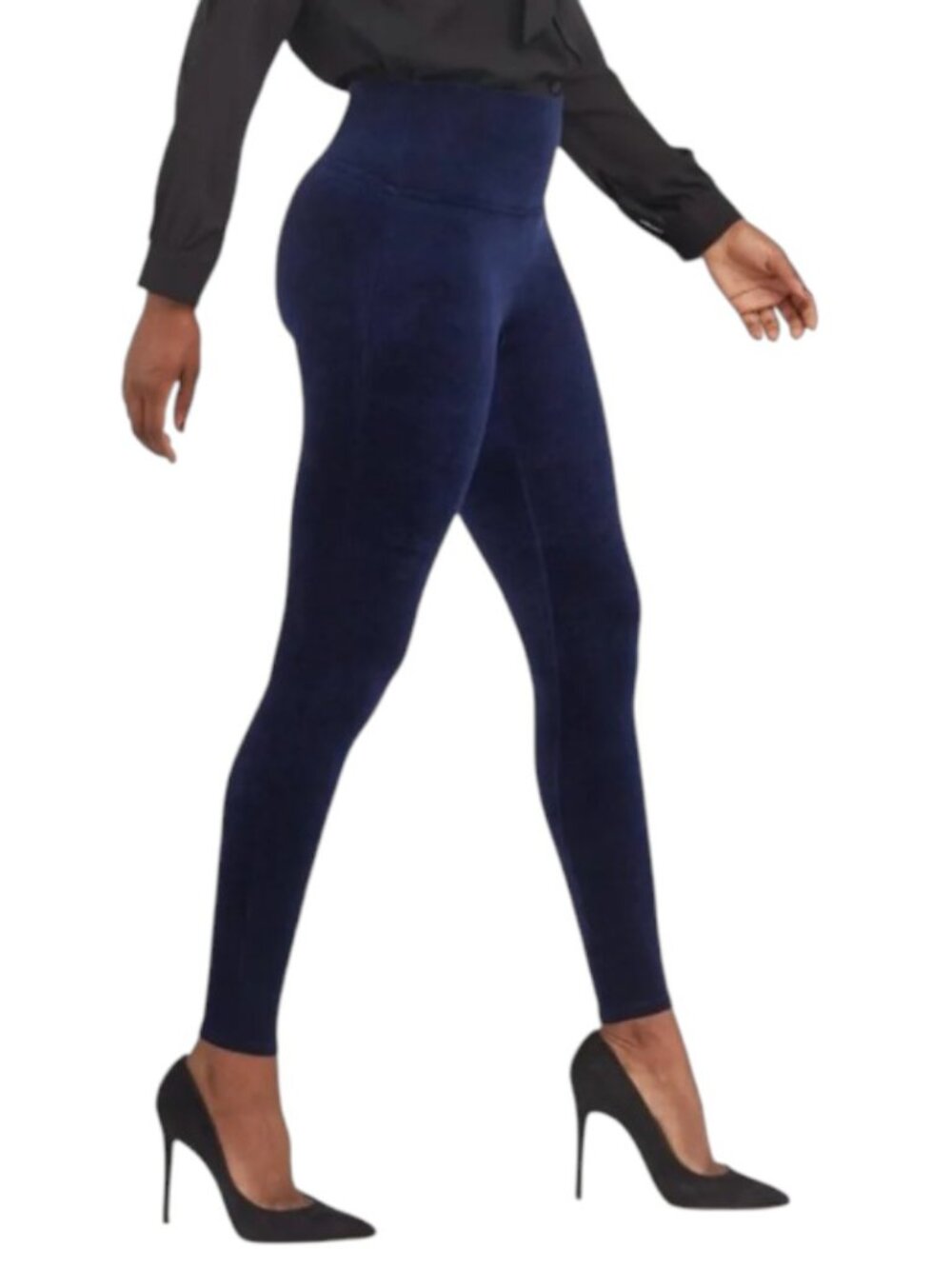 SPANX Velvet Leggings Midnight Navy Blue High Waisted Shaping Pants Small